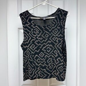 Josephine Chaus Women’s Sleeveless Top – Black & Gold Pattern – Size XL